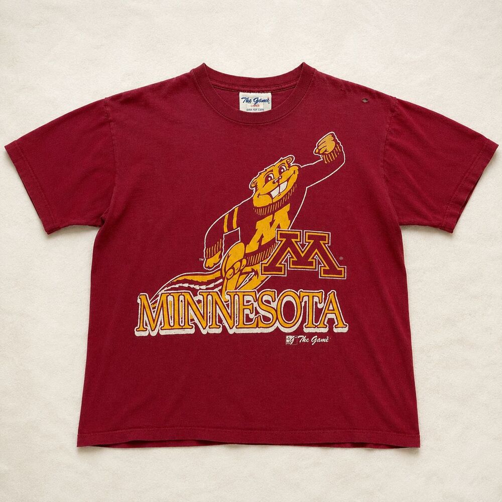 Vintage The Game Minnesota Golden Gophers T Shirt L Goldie Single Stitch